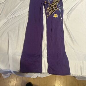NBA 4 her Purple lakers sweat Pants with Yellow Accents
